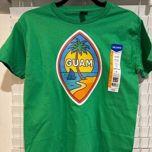 Guam Island Seal Youth T-Shirt – Green | Medium | Heavy Cotton Tee